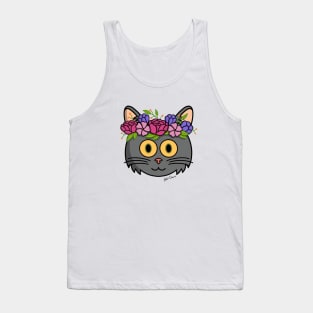 Gray kitty with flower crown Tank Top